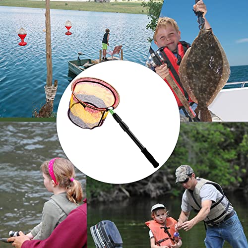SANLIKE Kids Fishing Net with Telescopic Pole Handle 50.4in Rubber Coated Nylon Mesh Fish Landing Net for Easy Catch Release, Non-Slip EVA Grip for Freshwater or Saltwater