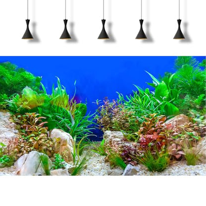 Underwater Green Aquatic Plants Aquarium Background Undersea Grass Rock Stone Sandbed Bottom Fish Tank Background Green Purple Seagrass On Blue Backgrounds Aquarium Reptile Tank Wallpaper 48x24in - size: 48(W)x24(H)inches/ 120(W)*60cm(H)