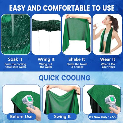 Hosuly 30 Pack Cooling Towels Bulk Microfiber Breathable, Green - color: Green