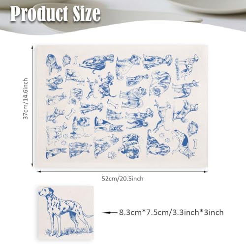 SUPERDANT 5 Sheets Blue Dog Underglaze Transfer Paper Pottery Waterslide Decals Ceramic Underglaze Sheets for Cups Vases Plates Trimmable Pet Decals - style: Different Types Dogs
