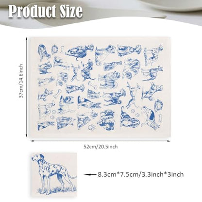 SUPERDANT 5 Sheets Blue Dog Underglaze Transfer Paper Pottery Waterslide Decals Ceramic Underglaze Sheets for Cups Vases Plates Trimmable Pet Decals - style: Different Types Dogs