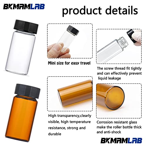 30ml Clear Small Glass Vials 30pcs with Screw Caps(30pcs)