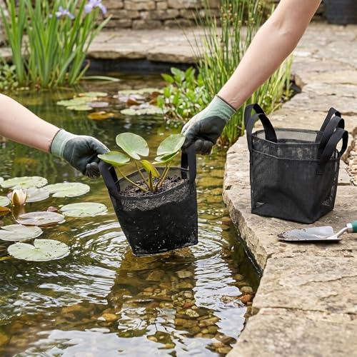 4PCS Aquatic Plant Pots, Reusable PVC Pond Planting Bags with Sturdy Handles, Aquatic Plant Baskets, Grow Bags for Island Live Aquarium Flowers, Convenient to Storage (Square) - size: Square
