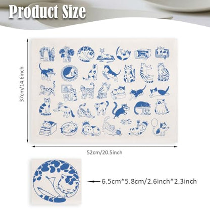 SUPERDANT 5 Pcs Cat Underglaze Transfer Pottery Decal Ceramic Cat Decal for Mugs Plates Blue - style: Cartoon Cat