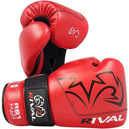 RIVAL Boxing RB1 2.0 Ultra Bag Gloves, Hook and Loop Closure, Super-Resistant Microfiber, High-Density Foam, Breathable Mesh Palm - color: Red, size: Medium