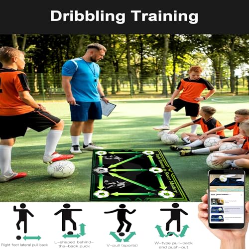 Soccer Training Equipment with Training Mat, Resistance Band, Ladder, Cones - color: Light Green, size: 35"*23"
