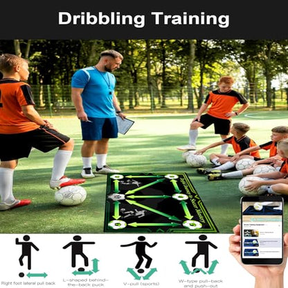 Soccer Training Equipment with Training Mat, Resistance Band, Ladder, Cones - color: Light Green, size: 35"*23"