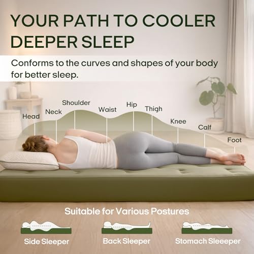 ZonLi Japanese Floor Futon Mattress Twin Size 39"x75"100% Cotton Cover 6''Thicken Tatami Mattress,Foldable Sleeping Pad,Portable Dormitory Tatami Mat,Roll Up Floor Lounger Bed for Adult (Winter Moss)