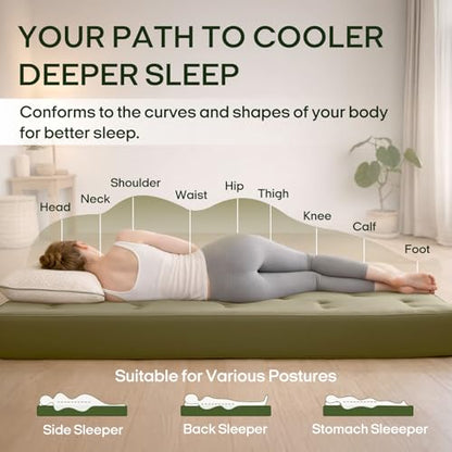 ZonLi Japanese Floor Futon Mattress Twin Size 39"x75"100% Cotton Cover 6''Thicken Tatami Mattress,Foldable Sleeping Pad,Portable Dormitory Tatami Mat,Roll Up Floor Lounger Bed for Adult (Winter Moss)