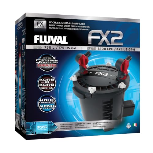 Fluval FX2 High Performance Canister Aquarium Filter - Multi-Stage Filtration, Built-in Powered Water Change System, and Basket-in-Basket Tray Design - size: FX2