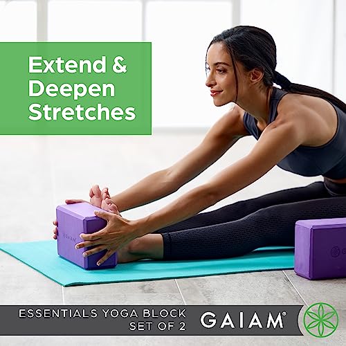Gaiam Yoga Block - Supportive Latex-Free Eva Foam - Soft Non-Slip Surface with Beveled Edges for Yoga, Pilates, Meditation - color: Grey, style: 2 Blocks