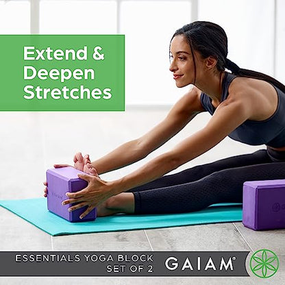 Gaiam Yoga Block - Supportive Latex-Free Eva Foam - Soft Non-Slip Surface with Beveled Edges for Yoga, Pilates, Meditation - color: Grey, style: 2 Blocks