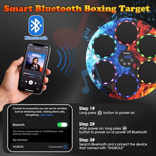 Music Boxing Machine for Kids & Adults - Wall Punching Pad with Lighting, 9-Speed Bluetooth Boxing Game with Gloves, Wall Mounted Exercise Equipment, 2026 Upgrade Boxing Equipment for Kids Age 6+ - color: Ice-Fire