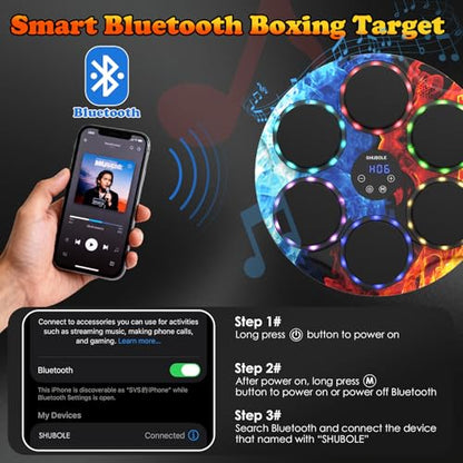 Music Boxing Machine for Kids & Adults - Wall Punching Pad with Lighting, 9-Speed Bluetooth Boxing Game with Gloves, Wall Mounted Exercise Equipment, 2026 Upgrade Boxing Equipment for Kids Age 6+ - color: Ice-Fire