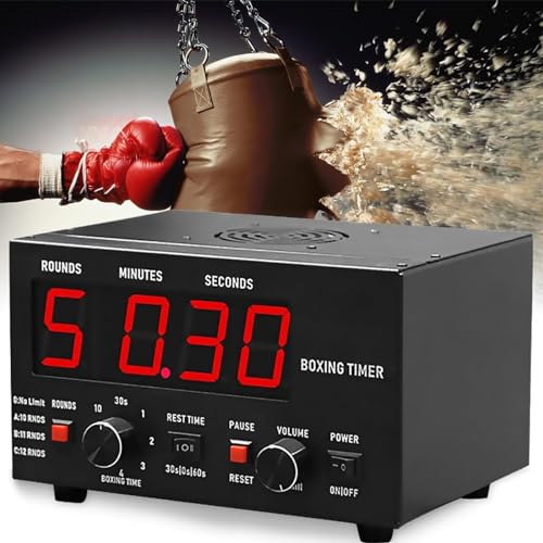 Classic Boxing Interval Timer,Professional Gym Timer, with LED Display, Selectable Training Time, for Muay Thai/Kickboxing (Red) - color: Red