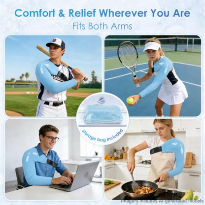 ComfiTECH Shoulder Arm Ice Pack Wrap for Pitcher & Recovery, Blue, L - size: Large, style: Blue