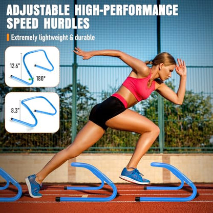 Agility Ladder, Agility Speed Training Equipment Set, 20ft Speed Ladder | 4 Hurdles, 12 Soccer Cones, Jump Rope, Running Parachute, Soccer Football Basketball Training Equipment Accessories - color: Blue