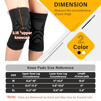 Haysandy 6 Pairs Knee Pads Bulk, Volleyball Breathable Knees Pads with Thick Sponge for Adult Youth Women Men Dancer Sport Training Workout Protector (Black,XL Size) - size: X-Large