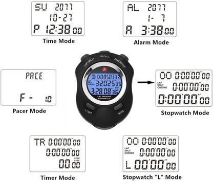 Stopwatch Timer, Digital Stop Watch with 0.01second & 0.001second Timing, Metal 10/100/400 Laps Memory, Rolilink Large dispaly Alarm Clock for Coach Sports Running Marathon - color: 10 Lap With Backlight