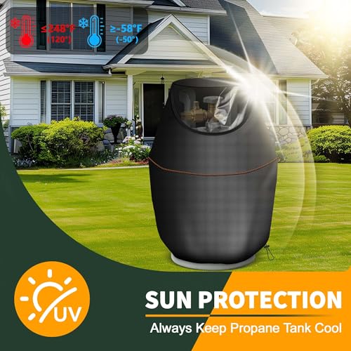 20 lb Propane Tank Cover Fits Standard Propane Tanks Waterproof,Garden 420D Oxford Fabric Propane Tank Storage Box with Windproof Drawstring,34x45cm