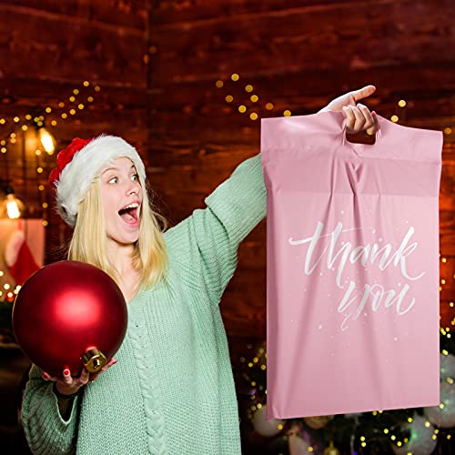 Metronic Thank You Poly Mailers 14.5x19 50 Pcs, Easy to Carry Shipping Bags with Handle, Self Seal Mailers Poly Bags for Small Business Packing and Shipping, Large Package Bags Mailing Bags, Pink - color: Pink, size: 14.5X19" 50PC