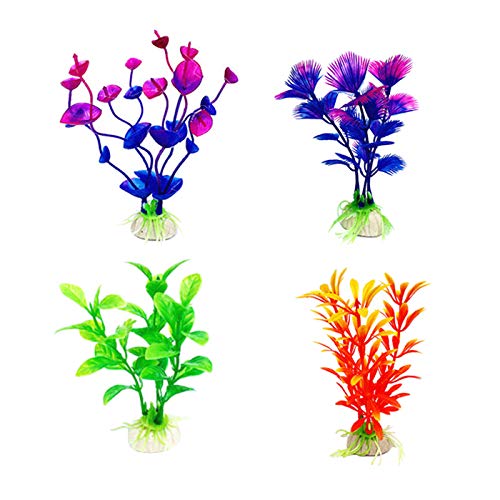 Artificial Aquatic Plants 11 Pcs Small Aquarium Plants Artificial Fish Tank Decorations，Used for Household and Office Aquarium Simulation Plastic Hydroponic Plants