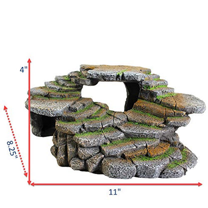 PENN-PLAX (REP183) Reptology Shale Scape Step Ledge & Cave Hideout – Decorative Resin for Aquariums & Terrariums – Great for Reptiles, Amphibians, and Fish – Large