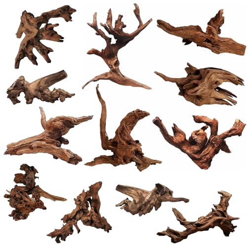 12Pcs Small Driftwood for Aquarium 4.1"-7.2" Driftwood Branches Aquarium Wood Decoration Natural Fish Tank Habitat Decor Wood for Lizard Assorted Size