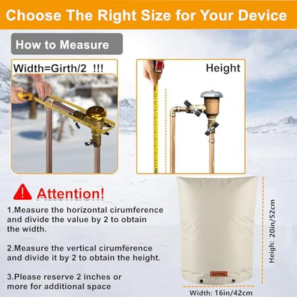 Backflow Preventer Insulation Cover, Insulated Well Pump Cover Irrigation Sprinkler Valve Pouch ,Pipe Insulation Covers for Outside Winter Freeze Protection (5°F) (Kahki, 16" W x 20" H) - size: 16*20inch