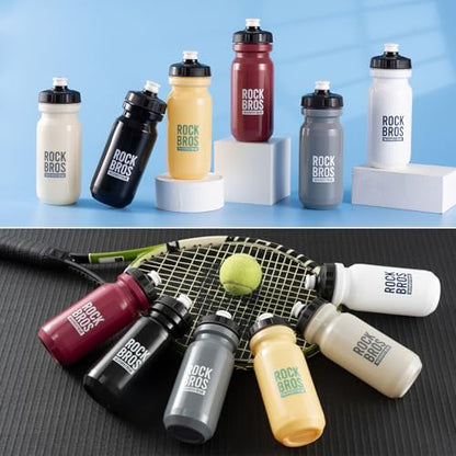 ROCKBROS Bike Water Bottle BPA-Free Squeeze Water Bottle 20 oz 2 Pack - color: Black, style: 2 Pack