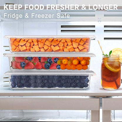 Fridge Produce Saver Containers (3 Pack) - 2.5L Drain Tray Keeps Veggies, Fruits, Lettuce Fresh