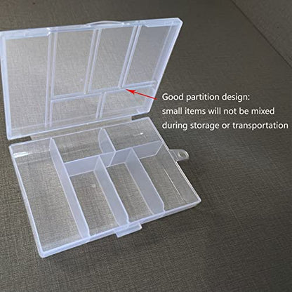 Mini 6 Grids 4-PACK Plastic Organizer Box Storage Container for Small Jewelry Fishing Tackles Earring Nail Rhinestones Beads Art DIY Crafts Organizer Clear