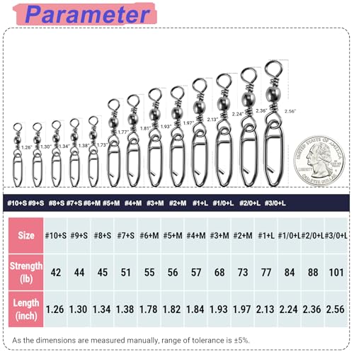 High Strength Fishing Swivels Stainless Clips Steel Snap Swivels Barrel Connector Saltwater Swivel Fishing Rolling Black Nickel - size: Size 4+M (57lb) 50 pcs