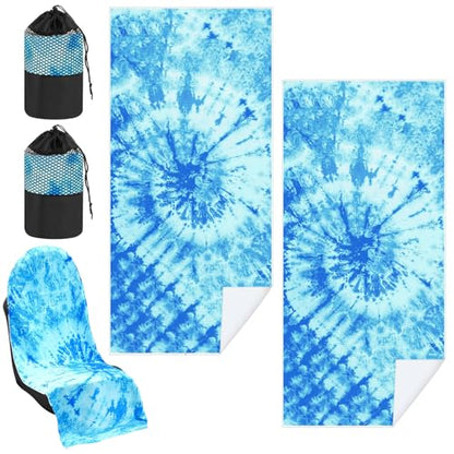 Hahafelt 2 Pack Car Seat Towel Cover with Storage Bag, Blue Tie Dye - style: Blue Tie Dye
