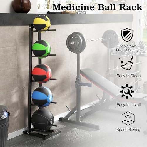 AQQHSAIN Medicine Ball Rack Adjustable Ball Tree 5-Layer Storage Exercise Holder for Strength Training