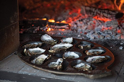 Outset Cast Iron Oyster Grill Pan, 12 Cavities, Black Oyster BBQ and Serving Pan - color: Black, size: 12 Cavities