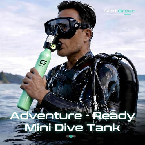 GOYOJO Mini Scuba Tank, Portable Diving Lung Air Tank with DOT Certified, Refillable Emergency Backup Pony Bottle for Snorkeling, Underwater Breathing, Training - color: 0.5L Mint Green