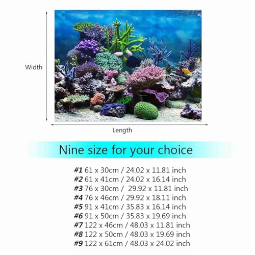 Fish Tank Background Paper Poster, PVC Adhesive Coral Reef Aquarium Background 61x41cm Underwater Fish Tank Decoration Easy to Apply Backdrop for Stunning Background Scene Display (76*46cm)