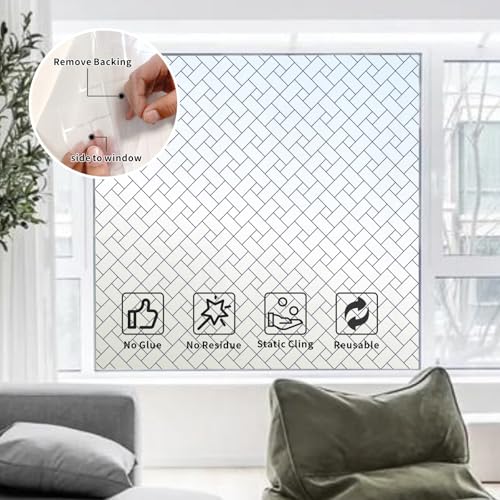 Window Privacy Film with Tool, Static Cling Frosted Glass Window Film, Non-Adhesive Window Clings Sticker, Heat Control UV Blocking for Bathroom Home Office, 23.6 x 78.7 Inch - color: Frosted, size: 23.6 x 78.7 Inch