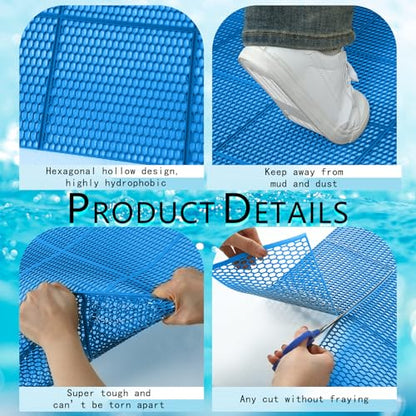 Pool Mat Non Slip Drainage Mats Swimming Pool Floor Deck Mats Rugs PVC Splash Mesh Hollow Doormat Roll for Outdoor Indoor Patio Restaurant Garage Kitchen Bathroom Safety(3 x 10 ft,Blue)