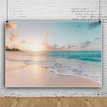 3x2m Sea Beach Backdrop Seaside Beach Sunrise Sea Wave Outdoor Scenery Wedding Photography Backdrops for Photo Shoots Party Adult Personal Portrait Photo Background Studio Props