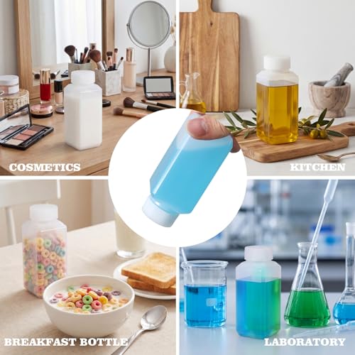 DEMORA 4oz Small Square Plastic Travel Bottles, Reusable Leak Proof Liquid Containers with Caps and Stickers for Pill, Water, Juice (Translucent, 8 Pcs) - color: Translucent
