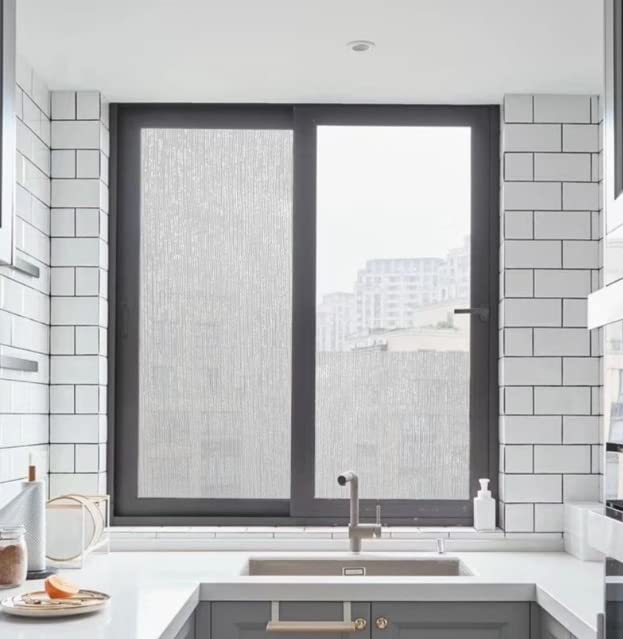 Danodoi 17.7'' x 157'' Window Privacy Film Brushed Pattern Frosted Glass Window Film Opaque Window Stickers Self Static Cling Decorative Window Cling Bathroom Door Covering Heat Blocker