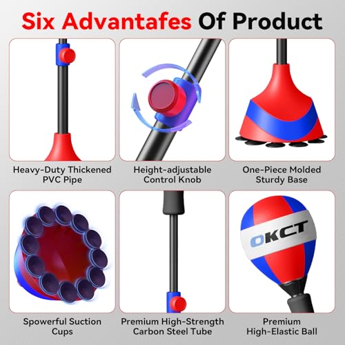 OKCT Punching Bag with Stand, Great Gift for Boxing Lovers, Teens & Adults - color: Red