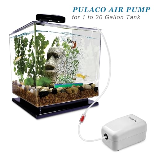 Ultra Quiet Mini Aquarium Fish Tank Air Pump for 1-20 Gallon Fish Bowl with Air Tube Air Bubbler Stone Check Valve