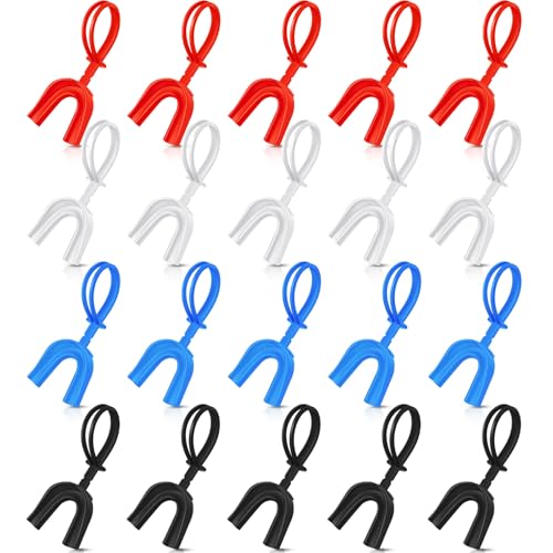 Dunzy 20 Pcs Football Mouth Guards with Strap Bulk - color: Mixed Color, size: Adult