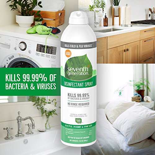 Seventh Generation Disinfecting Spray, Eucalyptus and Thyme, Disinfectant Made from Essential Oil, 13.9 Oz
