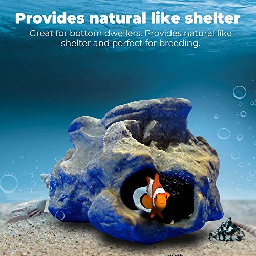 DR. Moss Aquarium Decorations Cichlid Stone Marine Rock Cave Decor Decorative Fish Tank Freshwater Saltwater for Small Girls Tiny Turtle Reptile