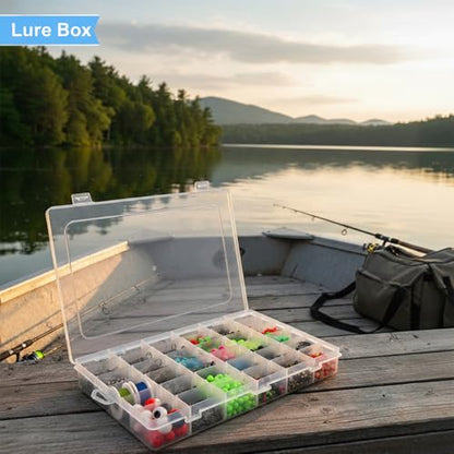 4 Pack Clear Plastic Organizer Box - 36-Grid Adjustable Dividers Storage Container with Secure Lid - BPA-Free Small Part Case for Earrings, Jewelry, Fishing Lures, Screws & Hardware, No Handle - size: 4 Pack 36 Compartments