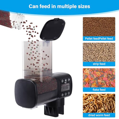 hygger Automatic Fish Feeder for Aquarium: Auto Fish Food Dispenser with Timer,quantitative and Fixed-Point Feeding System for Betta Turtle Small Tank - Aquarium Vacation Feeder with 3 AAA Batteries